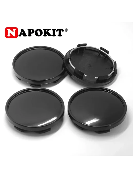 NAPOKIT Пылезащитные колпачки на ступицы колеса автомобиля, 62 мм, 4, черный, фото 2