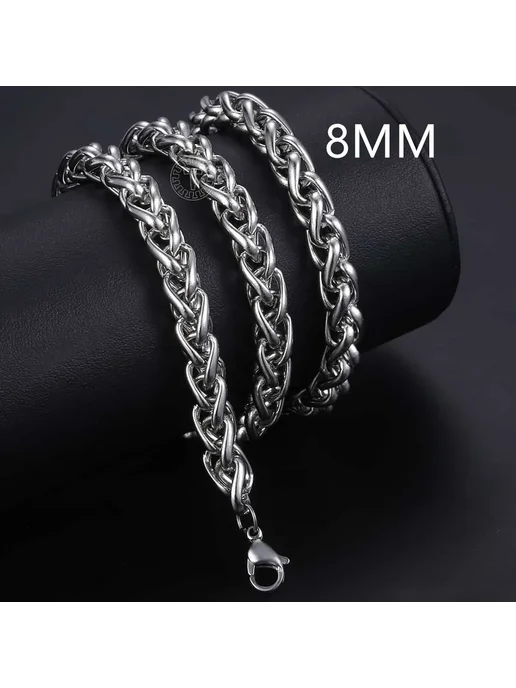 Trendsmax Цепь Spiga Franco из нержавеющей стали 3 мм, 22 дюйма, черный, фото 5