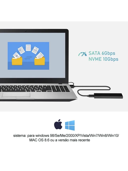 Нет бренда Корпус для M.2 NVMe SATA USB 3.1 SSD Case Silver, серебристый, фото 7