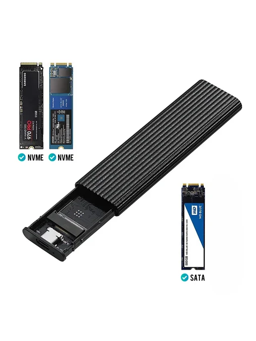 Нет бренда Корпус для M.2 NVMe SATA USB 3.1 SSD Case Silver, синий, фото 3