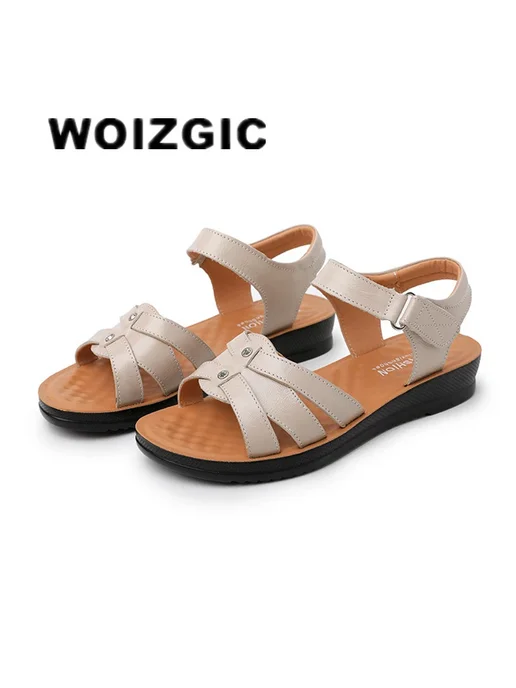 WOIZGIC Женские сандалии из натуральной кожи, бежевый, фото 2