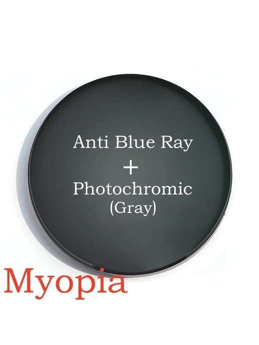MOMOJA Фотохромные линзы Myopia Gray, 1.67, анти-синий свет, синий