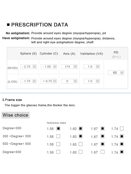 PIXCICO Линзы Myopia Hyperopia, стандарт-01, индекс 1.56, вариант, фото 5
