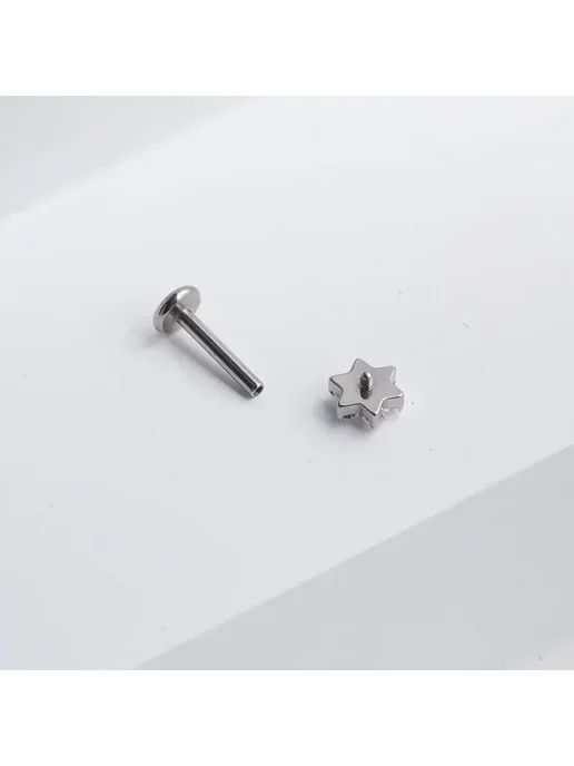 ZOORBODY JEWELRY Титановый пирсинг ZOORBODY цветок 16G, Silver-AB CZ, 16 г, фото 5