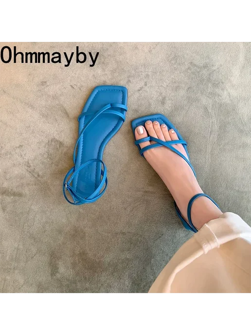 ohmmayby Женские туфли-гладиаторы на плоской подошве, белый, фото 2