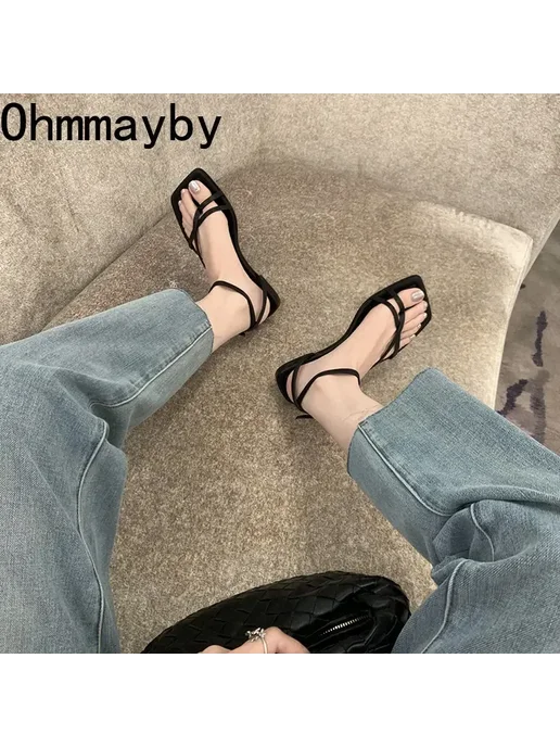 ohmmayby Женские туфли-гладиаторы на плоской подошве, белый, фото 5