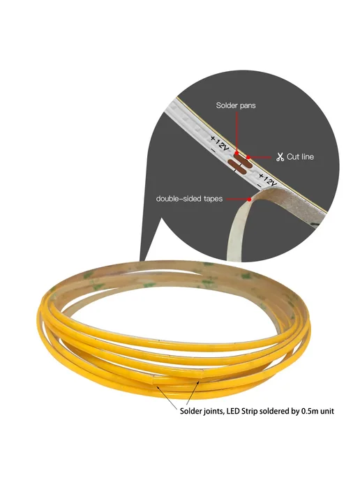 HCDH Лента COB Pink 5V 2-pin wire 4 м 480, 0,5 м, фото 6