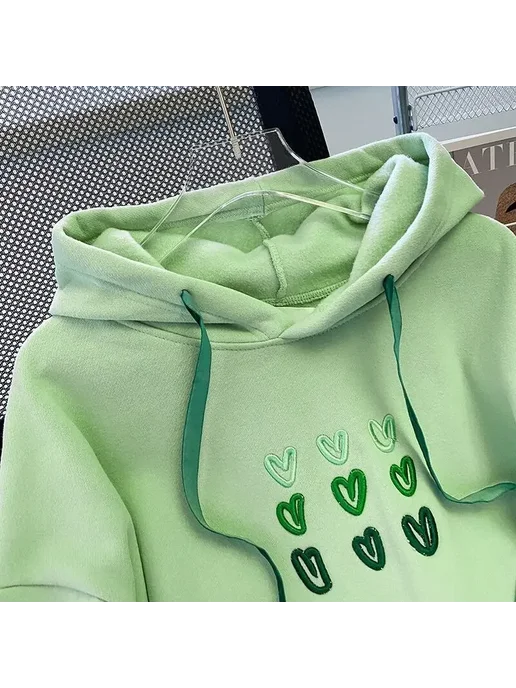 Женская толстовка с капюшоном Love Green, зеленый, фото 3
