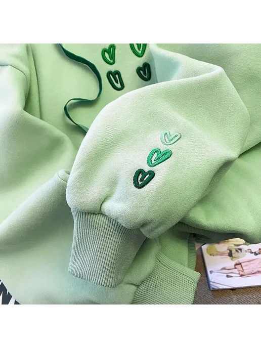 Женская толстовка с капюшоном Love Green, зеленый, фото 4