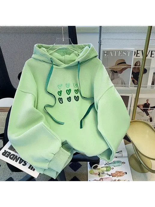 Женская толстовка с капюшоном Love Green, зеленый, фото 5