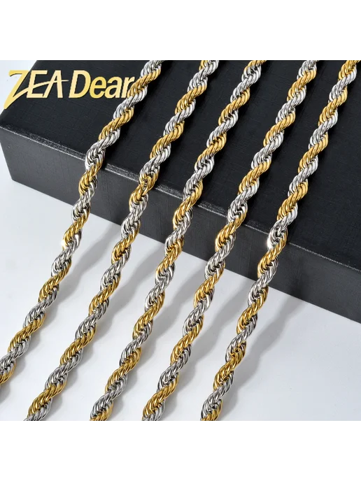 ZEA Dear ZEADear двухцветная цепочка из нержавеющей стали 60 см 3mm, вариант, фото 2