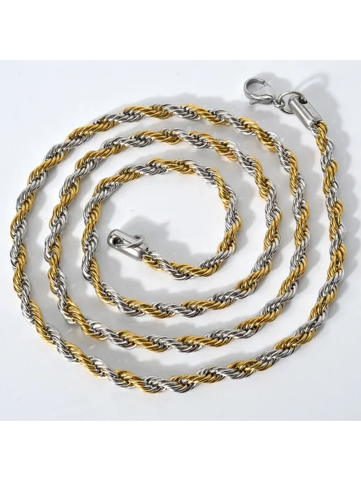 ZEA Dear ZEADear двухцветная цепочка из нержавеющей стали 60 см 3mm, вариант, фото 4