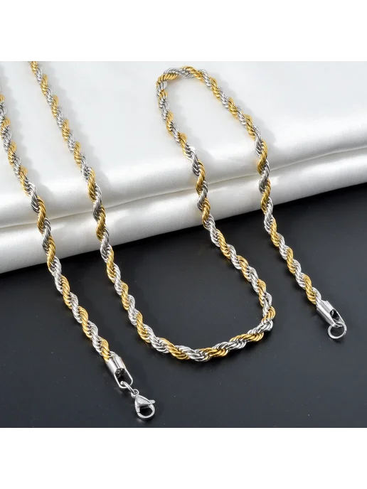 ZEA Dear ZEADear двухцветная цепочка из нержавеющей стали 60 см 3mm, вариант, фото 5
