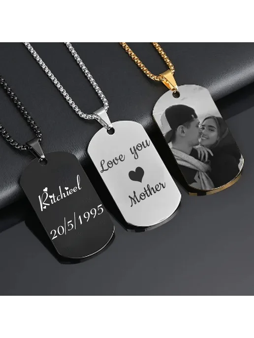 Ожерелье 01 fzz chain engrave picture 36mm length, желтый, фото 6