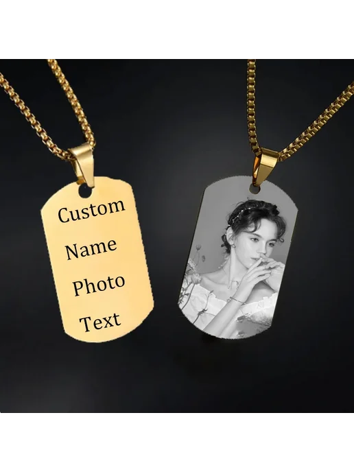 Ожерелье 01 fzz chain engrave picture 36mm length, Ожерелье 02 box chain, фото 2