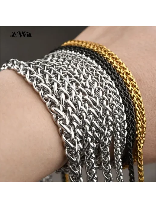 Awit Цепь мужская из нержавеющей стали, 55см, черный, черный, фото 4