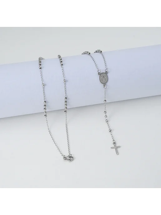 FINE4U Розарий женский из нержавеющей стали, Steel, серый