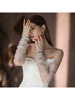 Свадебные перчатки SLBRIDAL из кружева 0102 White