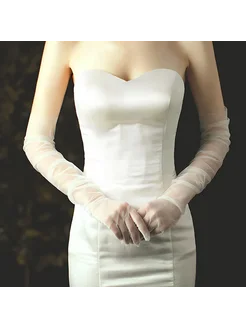 Белые свадебные перчатки SLBRIDAL, 0002 White Long