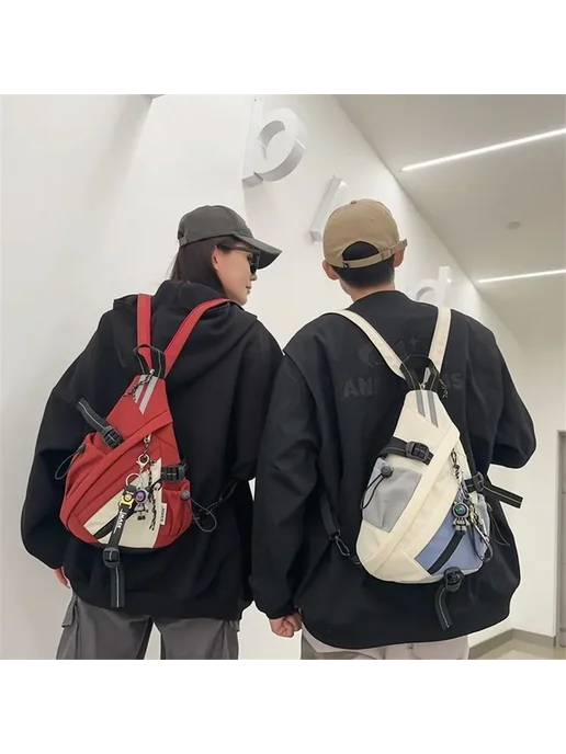 Нет бренда Черный рюкзак Techwear на одно плечо, черный, фото 4
