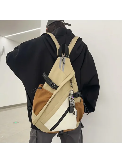 Нет бренда Черный рюкзак Techwear на одно плечо, черный, фото 6