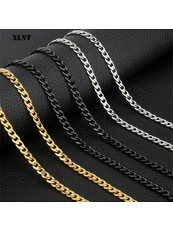 Нет бренда Цепочка из нержавеющей стали Gold 28inch 70cm Long 5mm Width