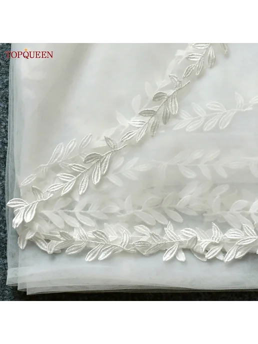 TOPQUEEN Свадебная фата белая, 100 см, белый