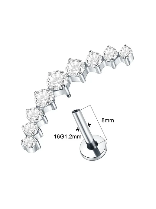 Xpircn Кольцо для пирсинга, белый цирконий 16G, TC070S, 16 г, фото 3