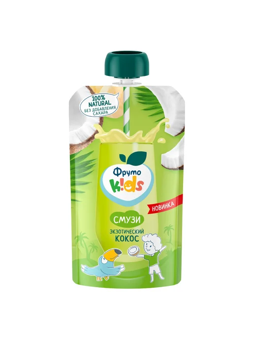 ФрутоНяня Десерт ФрутоKids с 3 лет, смузи Экзотический кокос 130г 3шт, 130 г, 3 шт, фото 7