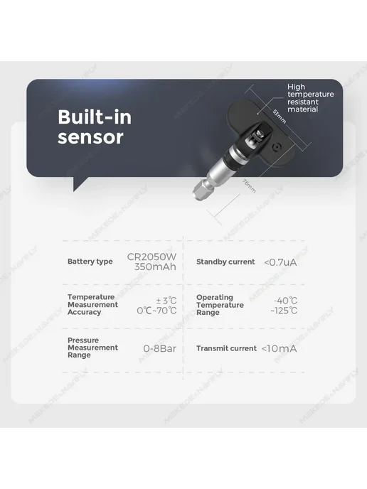 DUDU TPMS с 4 датчиками, Internal Sensors, вариант, фото 7