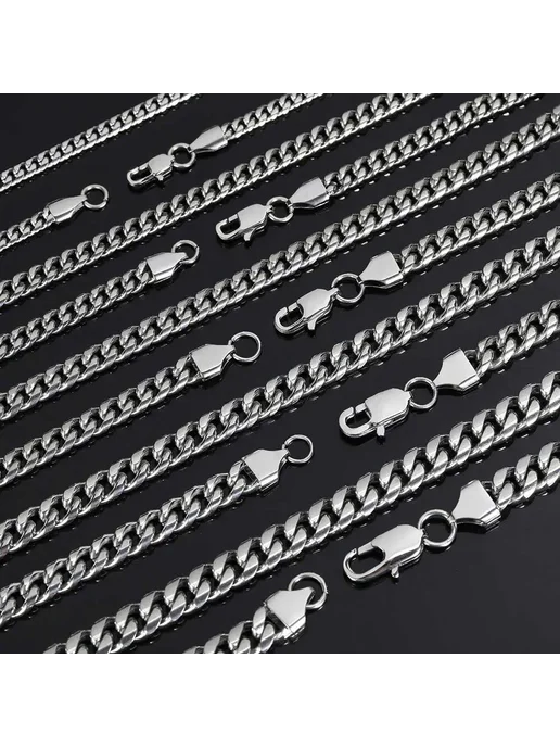HHIOK Майами звено Silver color 8inch Bracelet 6mm, серебристый