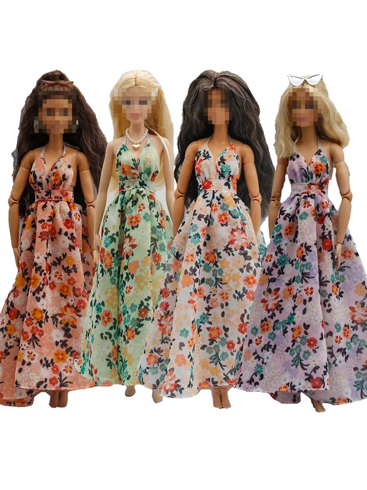 Нет бренда Платье-макси для куклы B.Doll 30 см, цвет green, розовый, фото 2
