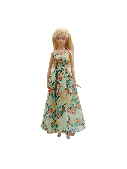 Нет бренда Платье-макси для куклы B.Doll 30 см, цвет green, розовый, фото 4