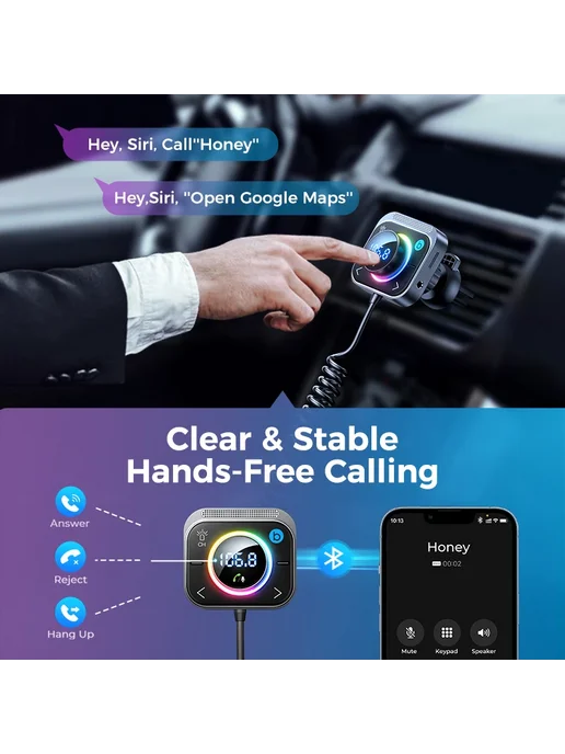 Joyroom Bluetooth-трансмиттер 6.0 FM с AUX-адаптером для авт, черный, фото 2