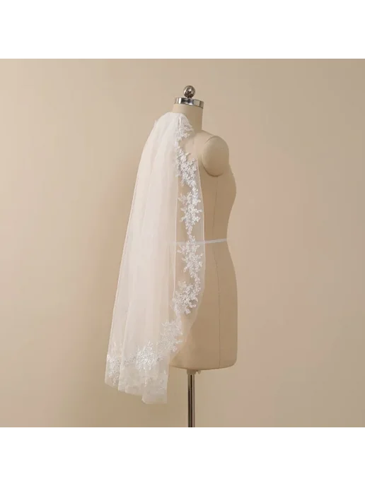 Нет бренда Фата кружевная слоновой кости, 90 см, White, белый