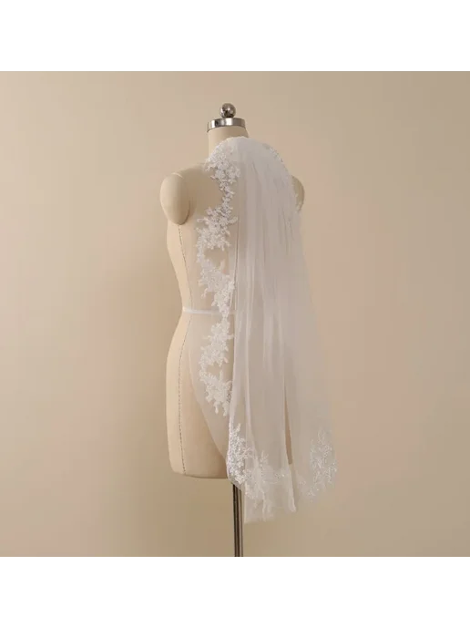 Нет бренда Фата кружевная слоновой кости, 90 см, White, белый, фото 2