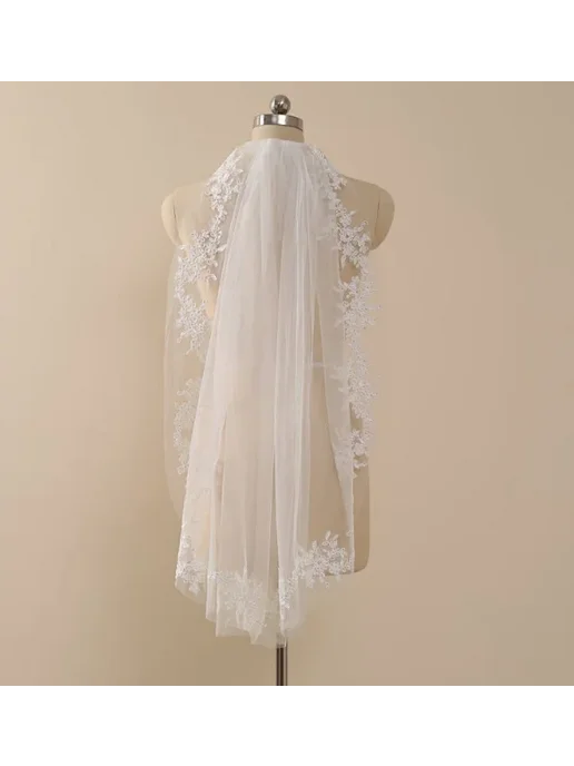 Нет бренда Фата кружевная слоновой кости, 90 см, White, белый, фото 3
