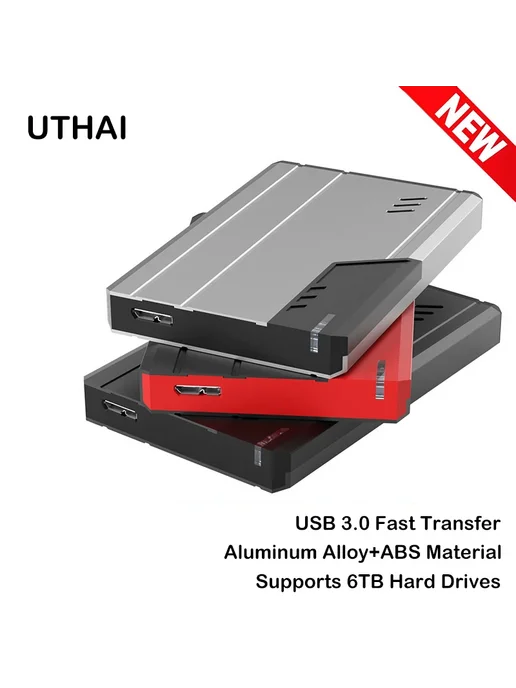 UTHAI Корпус для жесткого диска T51 2,5 дюйма USB 3.0 Серый, серый, фото 2