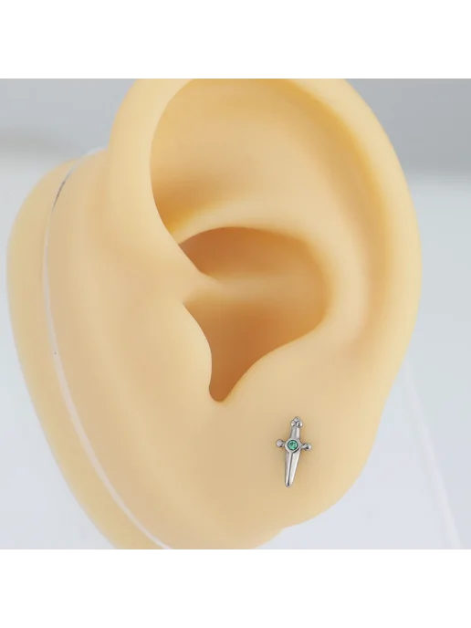 Нет бренда Титановый пирсинг для губ с цирконом, blue, 1.0x8mm, 1 шт, фото 5