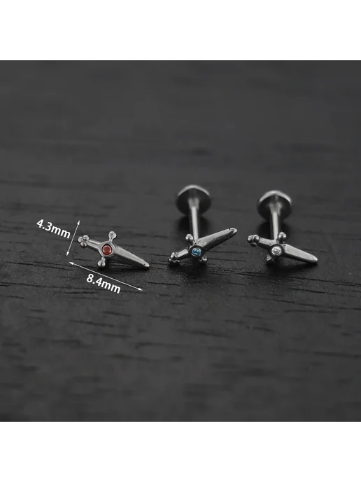 Нет бренда Титановый пирсинг для губ red 1pcs 1.2x4mm, титан, фото 4