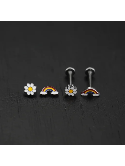 Нет бренда Радужный титановый пирсинг rainbow 1pcs 1.0x6mm, 1 шт, фото 3