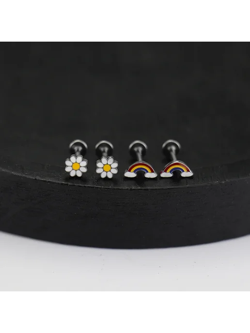 Нет бренда Радужный титановый пирсинг rainbow 1pcs 1.0x6mm, 1 шт, фото 4
