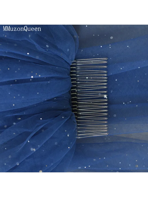 TOPQUEEN Краткая свадебная фата с блестками blue, синий, фото 6