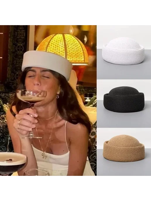 Нет бренда Летняя шляпа-берет из полиэстера Beige, красный, фото 3