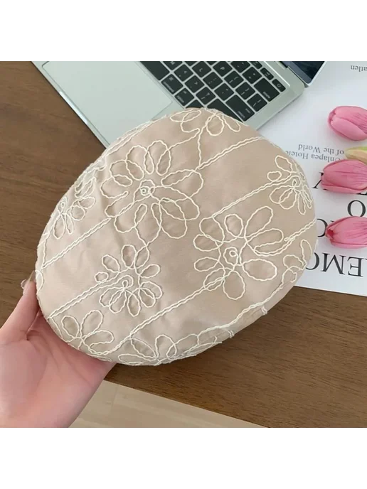 Нет бренда Черный ретро берет из полиэстера, черный, фото 3