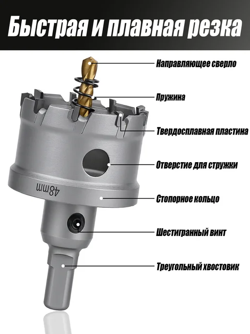Коронки по металлу набор TCT 10 шт 16‑50 мм для дрелей, 10 шт, фото 2
