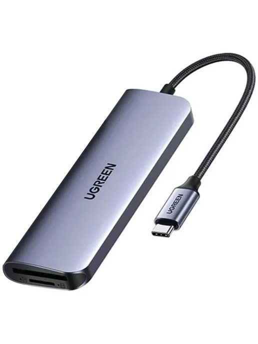 UGREEN USB-разветвитель CM195 7 в 1 серый (15214), серый, фото 4