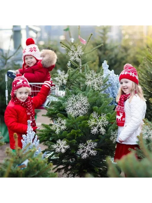 Декоративные снежинки 15 см, 12 штук, белый, для дома и праз, 15 см, фото 5