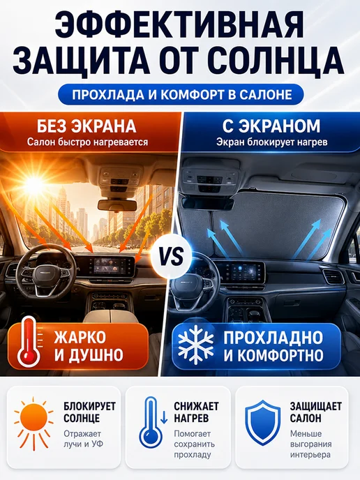 Солнцезащитная шторка на лобовое стекло автомобиля 145х80 см, 145x80 см, фото 6