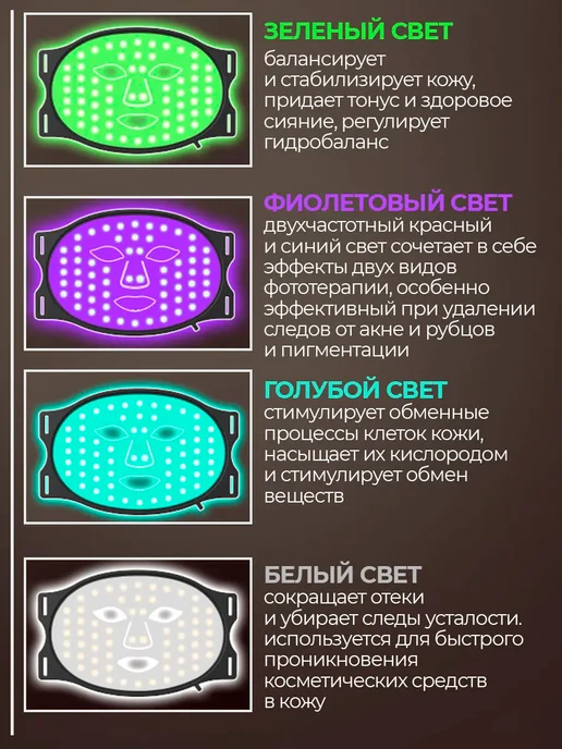 LED_Маска_для_лица_светодиодная, 4 шт, фото 6